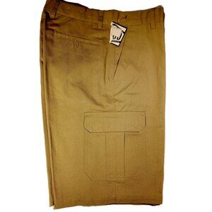 AUTHENTIC CARGO  Shorts   Men's 34  Tan   Side Pockets  Flat Front  Cotton  NWT